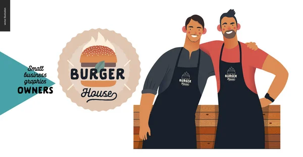 Owners - small business graphics - burger house — Stock Vector