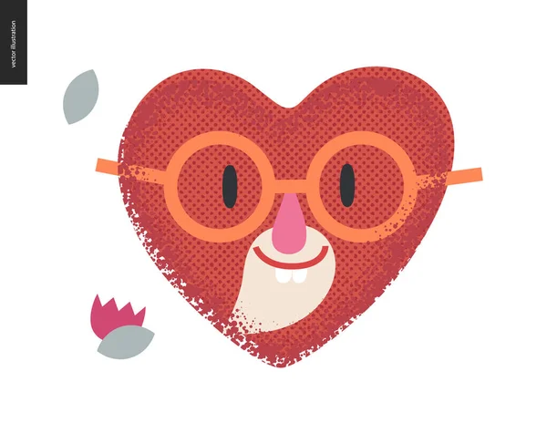 Gelukkig oud bebaarde hart - Valentijnsdag graphics — Stockvector