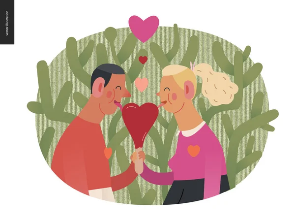 Couple in love - Valentine graphics, vignette — 스톡 벡터