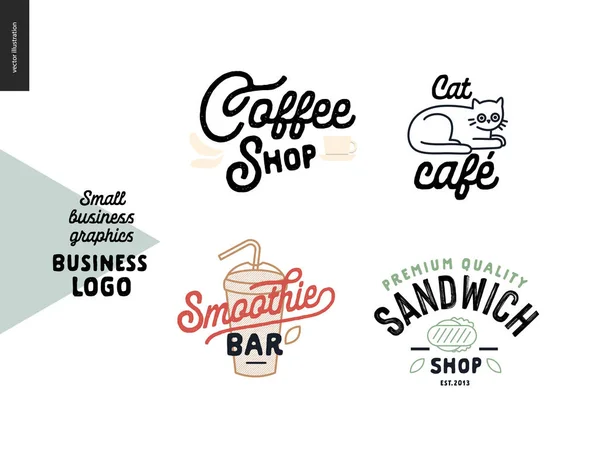 Logó - kisvállalkozások grafikája - kávézó és éttermek — Stock Vector