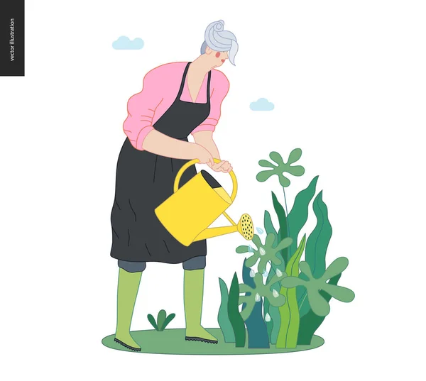 Gardening people, spring — Stock Vector