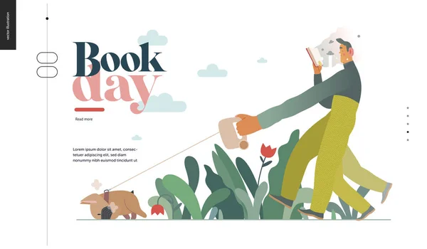 Día Mundial del Libro, hierba — Vector de stock