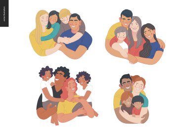 Çocuklu mutlu uluslararası aile - aile sağlığı ve sağlık
