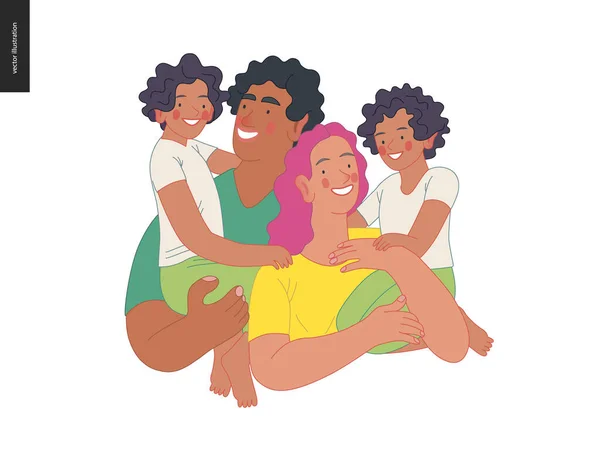 Glückliche internationale Familie mit Kindern - Familiengesundheit und Wellness — Stockvektor