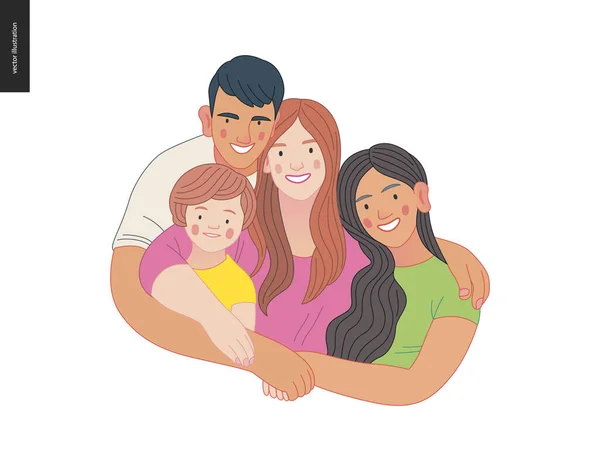 Happy international family with kids -family health and wellness — Stock Vector