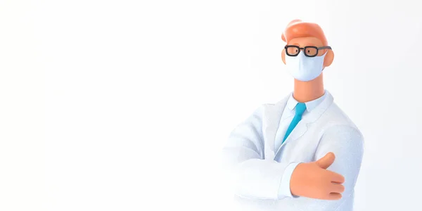 3D cartoon character medical doctor