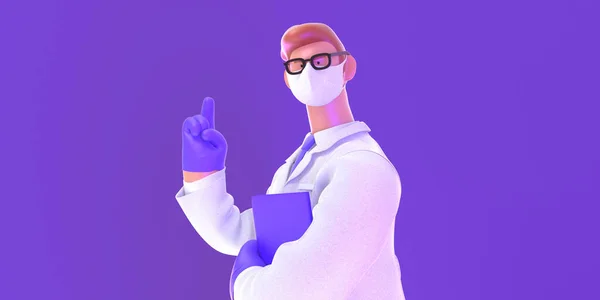 3D мультиплікаційний персонаж лікар — стокове фото