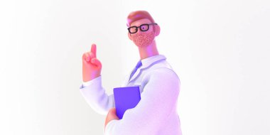3D çizgi film karakteri tıp doktoru