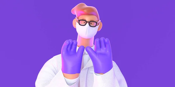 3D cartoon character medical doctor — Stock Photo, Image