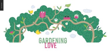 Gardening people, spring clipart