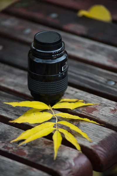 Objektiv a podzimní dovolená — Stock fotografie