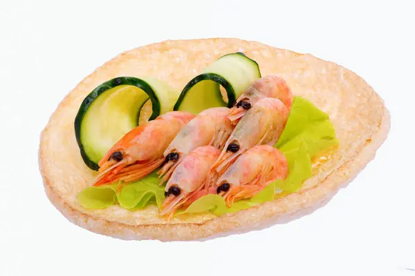 Karides ile sandviç — Stok fotoğraf