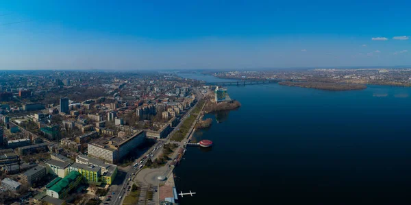 Vista aérea do Dnieper da cidade — Fotografia de Stock