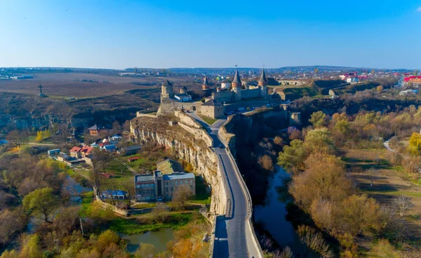 Letecký pohled Kamyanets-Podilsky — Stock fotografie