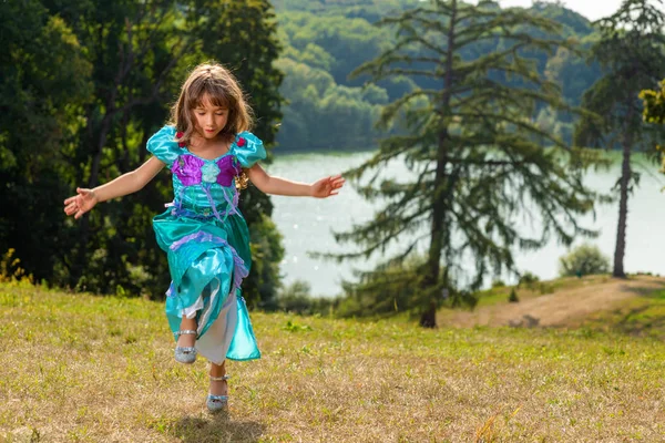 Chica en un vestido de princesa en la naturaleza —  Fotos de Stock