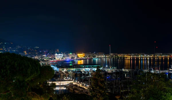 Panorama Nocturno Ciudad Cannes Francia —  Fotos de Stock