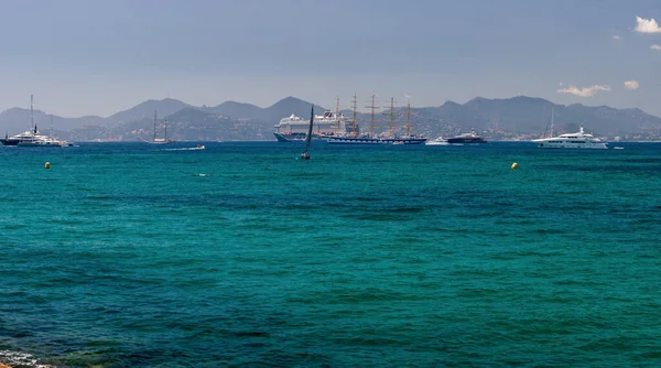 Coast with ships in Cannes. France