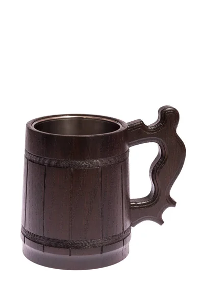 Beer Mug Made Wood Neutral White — Stock Photo, Image