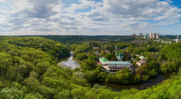 Święty Trójca Kitaev Klasztor Lotu Ptaka Kijów Ukraina — Zdjęcie stockowe