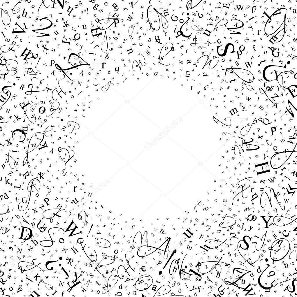 Abstract background of letters and digits.