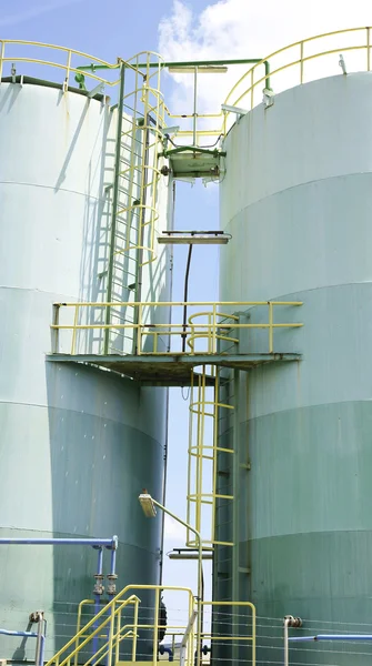 Green silos in an industrial zone, Barcelona — Stock Photo, Image