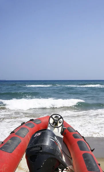 Castelldefels beach kauçuk teknede; Barcelona — Stok fotoğraf