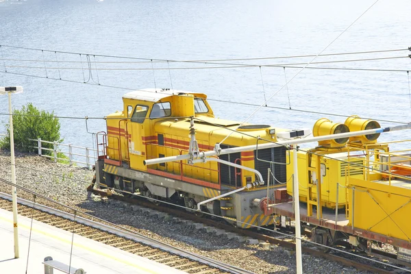 Vista de un tren en Corniglia, Cinque Terre, La Spezia, Italia —  Fotos de Stock