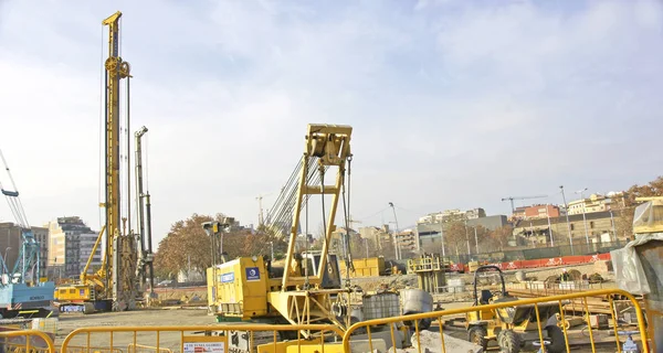 Obras Los Túneles Plaza Les Glories Catalanes Barcelona Mayo 2016 — Foto de Stock