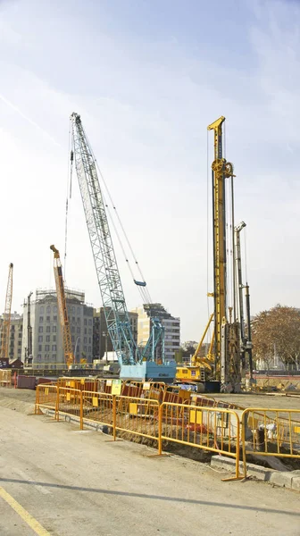 Obras Los Túneles Plaza Les Glories Catalanes Barcelona Mayo 2016 — Foto de Stock