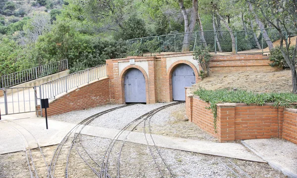 Kleiner Zug Vom Oreneta Park Barcelona Juli 2016 Katalonien Spanien — Stockfoto