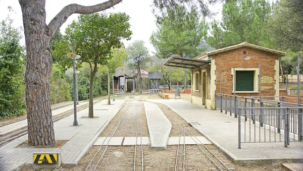 Little Train Oreneta Park Barcelona Julho 2016 Catalunha Espanha — Fotografia de Stock