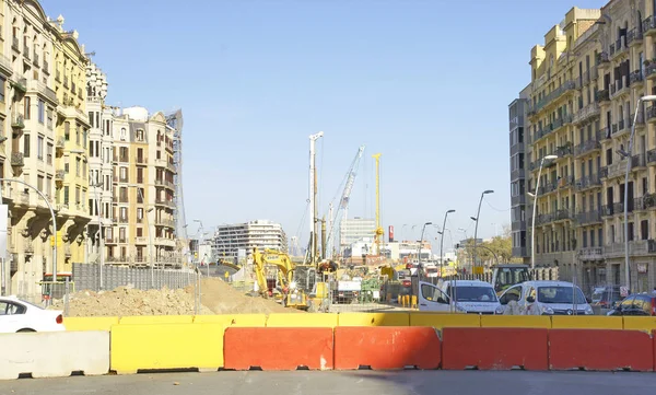 Obras Dos Túneis Das Glórias Barcelona Maio 2016 Catalunha Espanha — Fotografia de Stock