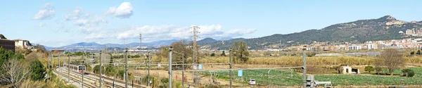 Krajobraz Rolnictwa Pól Pociągiem Delcie Llobregat Sant Viens Dels Horts — Zdjęcie stockowe