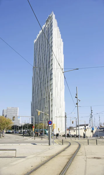 Edificio Moderno Junto Parc Forum Barcelona Julio 2015 Catalunya España — Foto de Stock