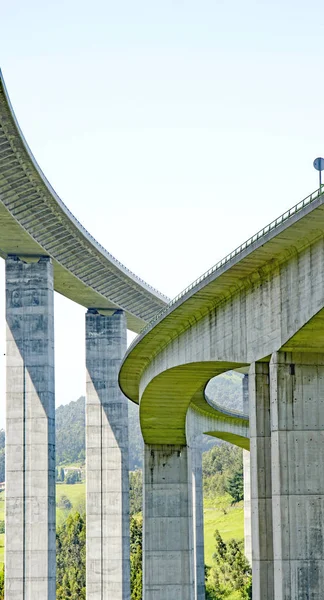 Support columns of a viaduct in the Principality of Asturias; 15:30 p.m .; May 25, 2017; Asturias, Spain, Europe