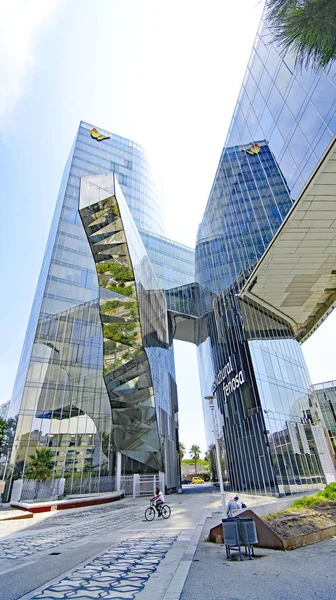 Moderno Edificio Vidrio Barcelona Junio 2018 Cataluña España Europa — Foto de Stock