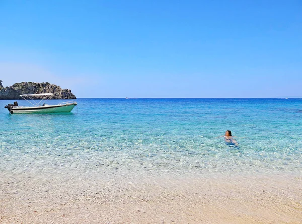 Spiaggia Zante Ore Luglio 2016 Isole Ionie Grecia Europa — Foto Stock