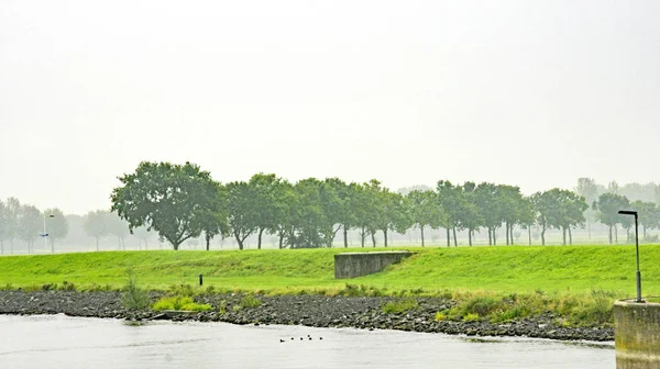 Průmysl Příroda Březích Řeky Waal Holandsku Srpna 2016 Holandsko Nizozemsko — Stock fotografie