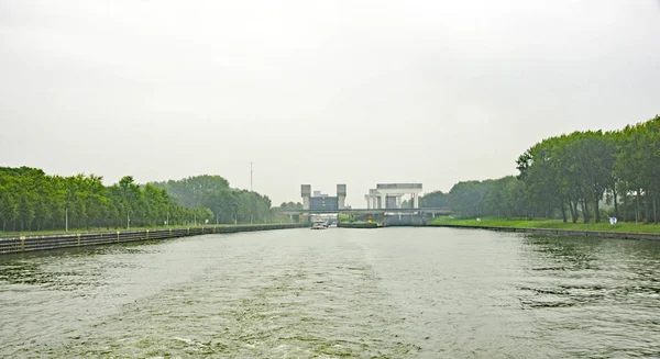 Industrie Natuur Aan Oever Van Waal Nederland Uur Augustus 2016 — Stockfoto