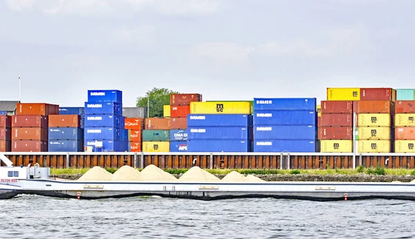 Industriområde Vid Floden Mosa Juli 2018 Holland Europa — Stockfoto