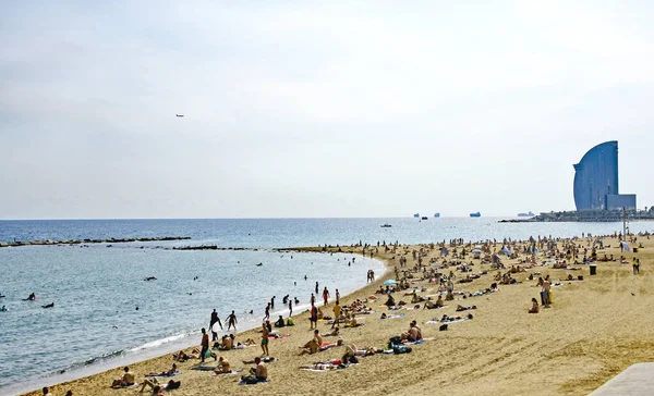 Panoramic Beach Sculpture Estel Ferit Barceloneta July 2016 Catalonia Spain — Stock Photo, Image