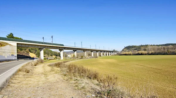 Eisenbahnbrücke Einer Landschaft Kataloniens Uhr Juni 2017 Spanien Europa — Stockfoto