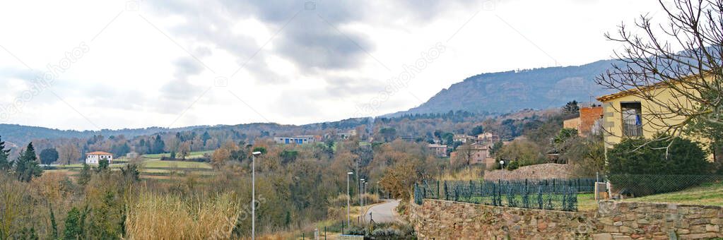 Panoramic of Vilanova de Sau, Comarca del Osona, Barcelona, Catalunya, Spain, Europe