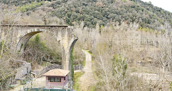 Blick Auf Castellfullit Roca Uhr Juni 2018 Girona Katalonien Spanien — Stockfoto