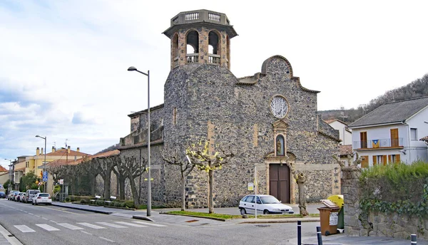 Kerk Van Sant Salvador Castellfullit Roca Juni 2018 Girona Catalonië — Stockfoto