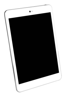 Beyaz arka plan ince ön sol si tablet beyaz gümüş metal