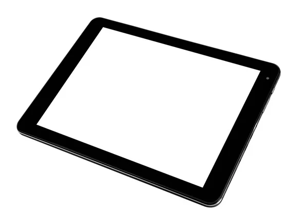 Tablet weiß silber Metall auf weißem Hintergrund E-Book vorne rechts — Stockfoto