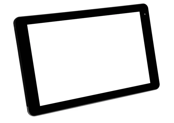 Tablet white silver metal on white background smart front left s — Stock Photo, Image