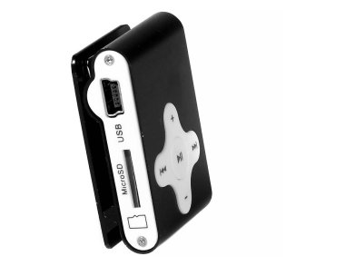 mp3 player izole beyaz arka plan siyah sağ tarafta giriş