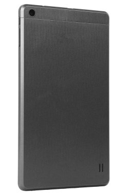 Tablet metal gümüş geri düz sol tarafında izole